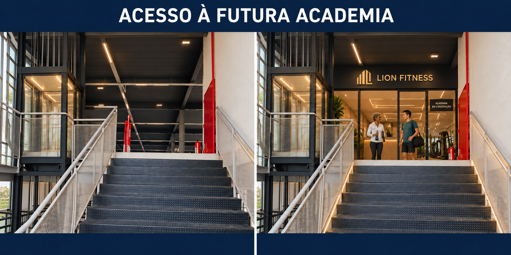 Entrada da academia Lion Fitness na Galeria Lion