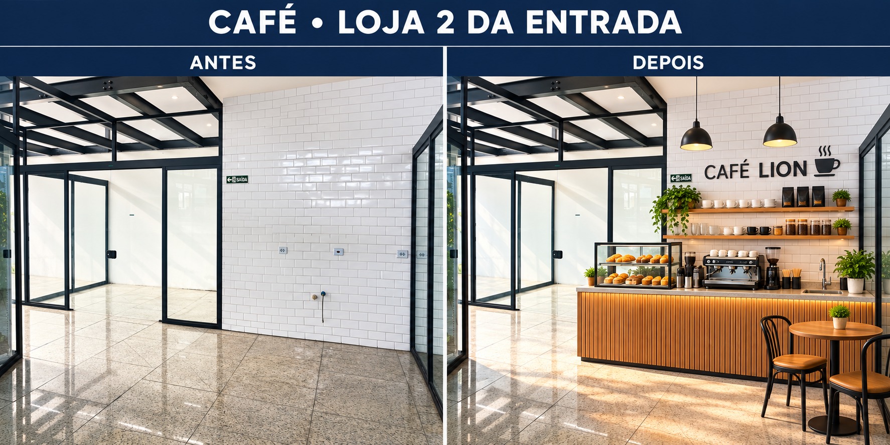 Café na entrada: antes e depois da proposta de instalação